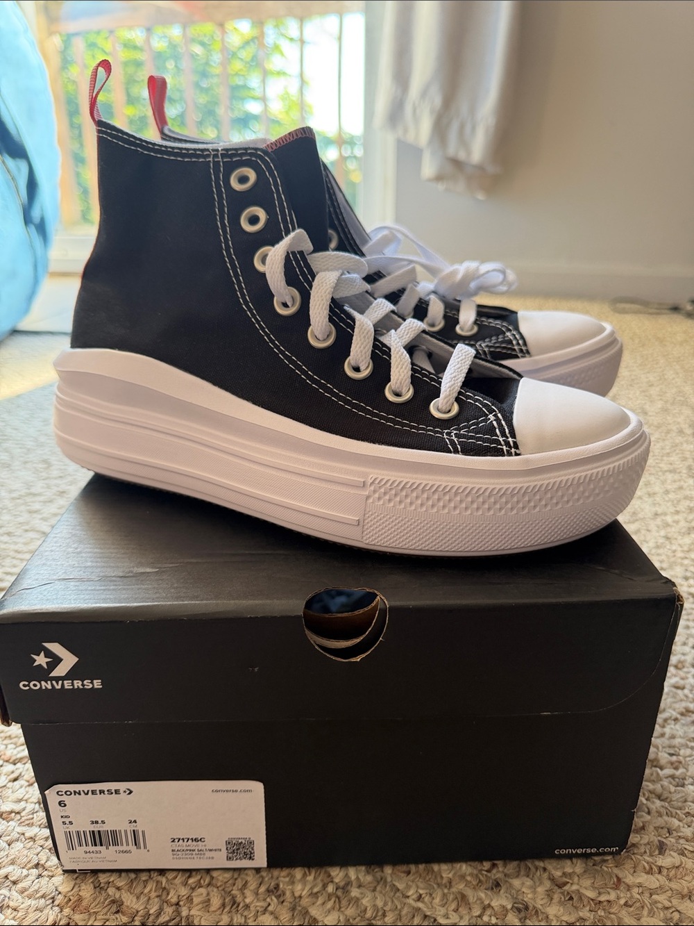 Converse Black and White Kids High-Top Platform Sneakers
